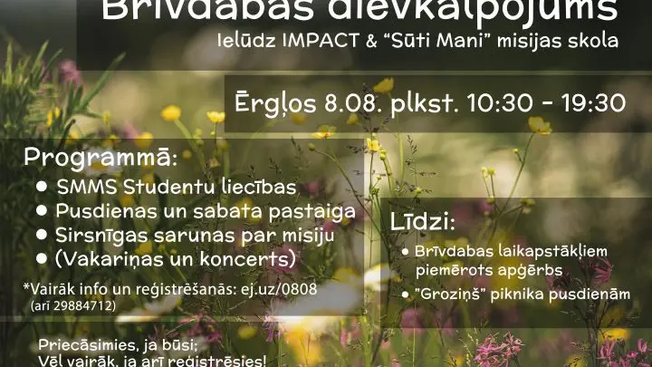 Brīvdabas dievkalpojums - ielūdz IMPACT & "Sūti mani" misijas skola