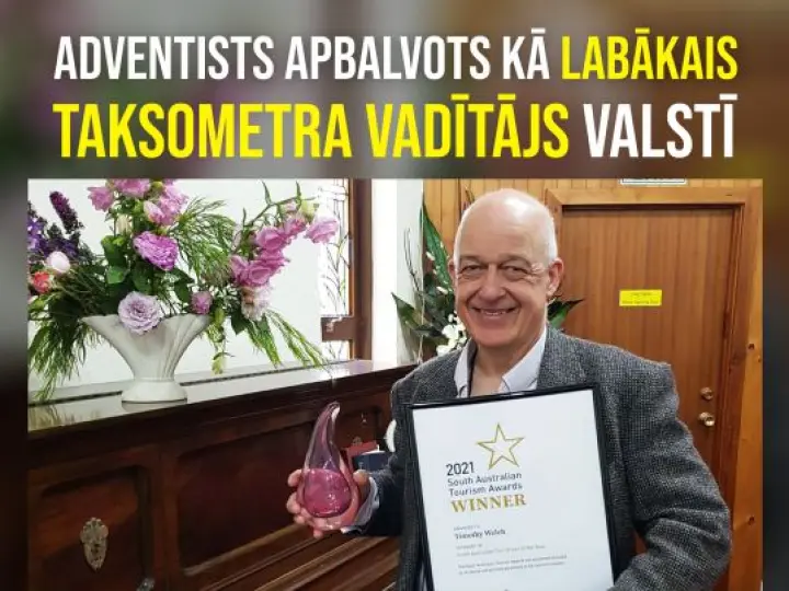 Adventists apbalvots kā labākais taksometra vadītājs Dienvidaustrālijā