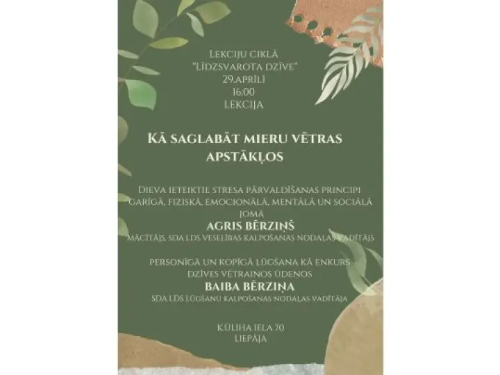Lekciju cikls “Līdzsvarota dzīve”