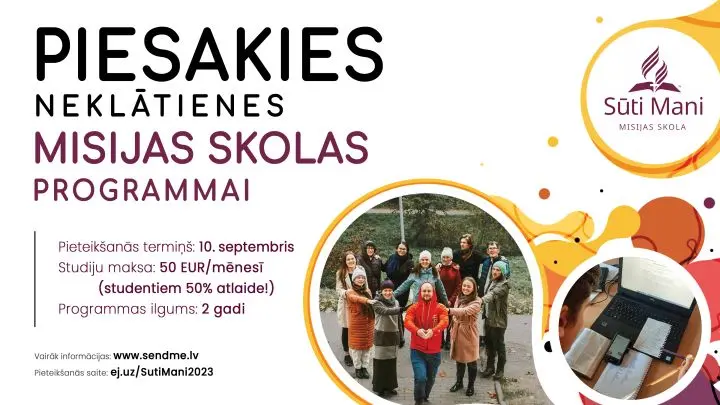 Piesakies misijas skolas "Sūti mani" neklātienes programmai!