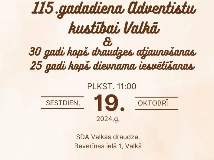 115. gadadiena adventistu kustībai Latvijā